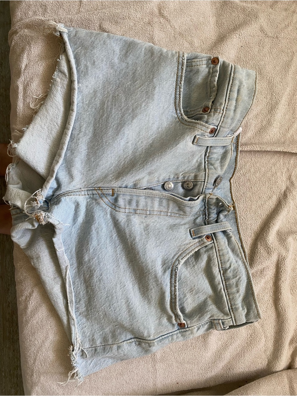 Levi's Light Blue High-Rise Denim Cutoff Shorts